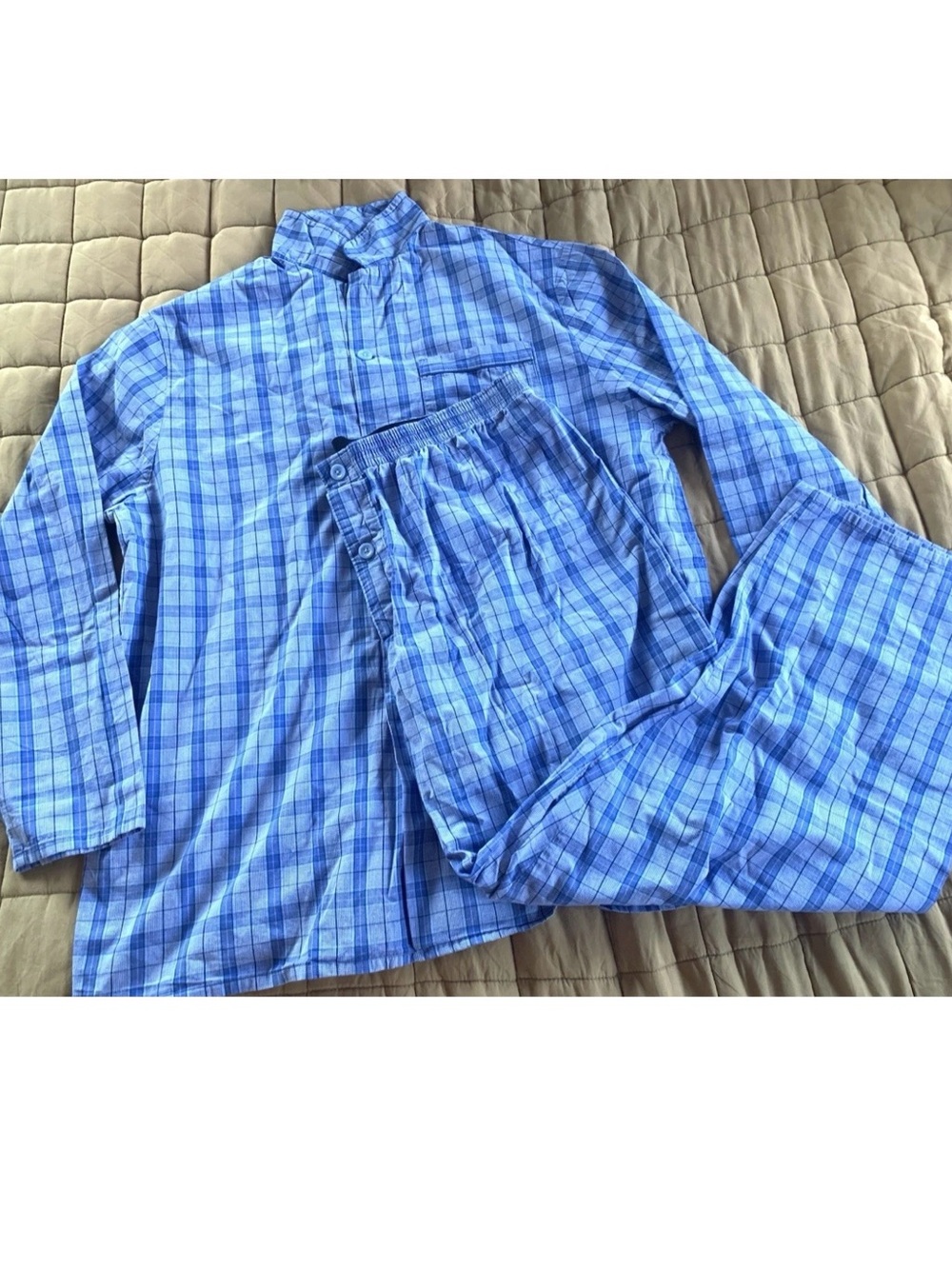 Mens Pajama 2 Pcs XL Cotton Marks & Spencer Blue